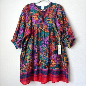 J.Marie NEW Boho Vibrant Printed Asher Puff Sleeve Mini Dress